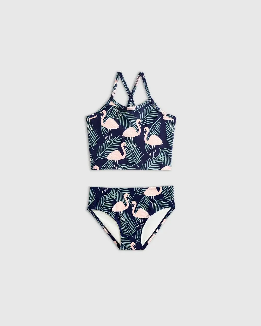 NWT Quince UPF 50+ Tankini Swimsuit Flamingo Palms Size 6